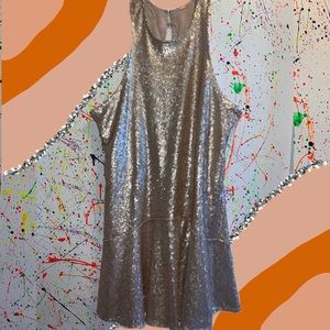 Free People Rose Gold Sequin Shift Dress